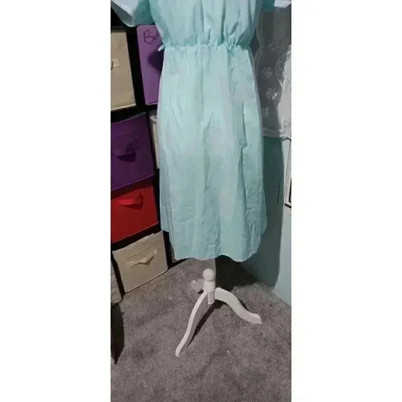 "GLENCRAFT " Vintage Pale Blue Embroidered Ladies Wrap Around Summer Robe Size M - Picture 5 of 10